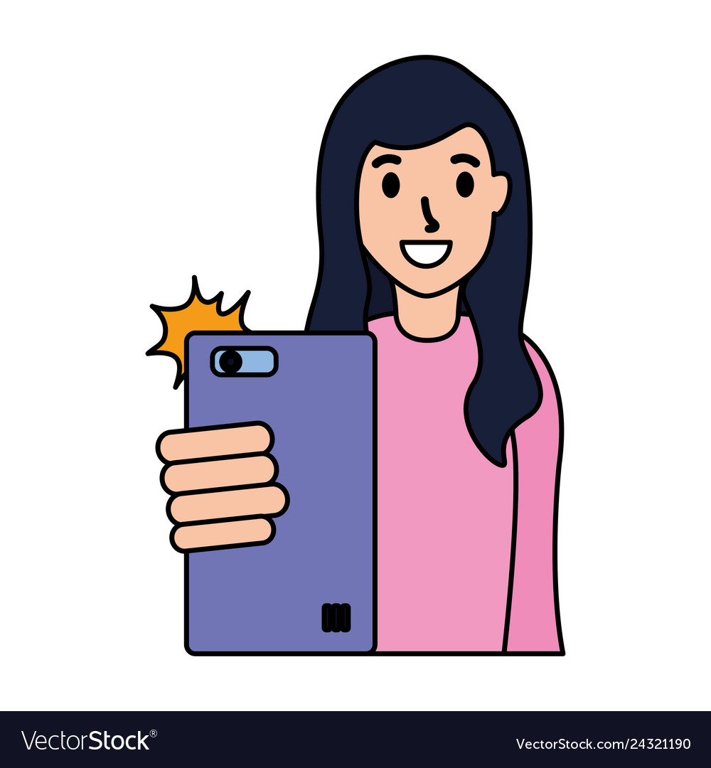 Woman Taking Selfie Royalty Free Vector Image Vectorstock