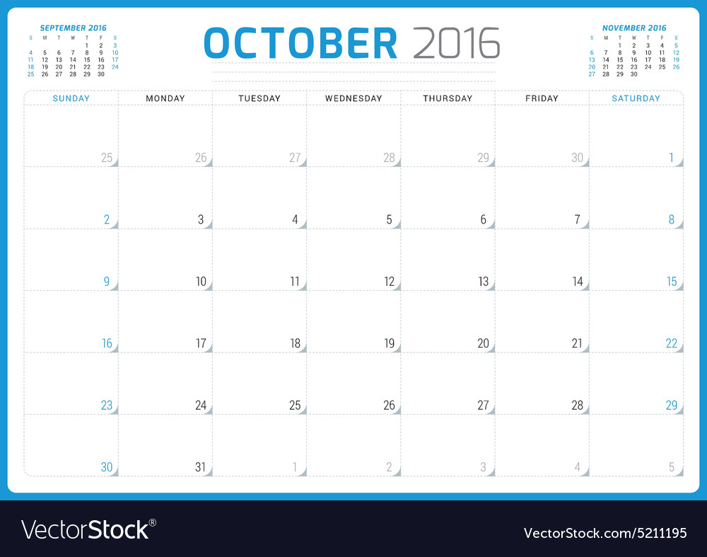 Calendar planner 2016 design template october week