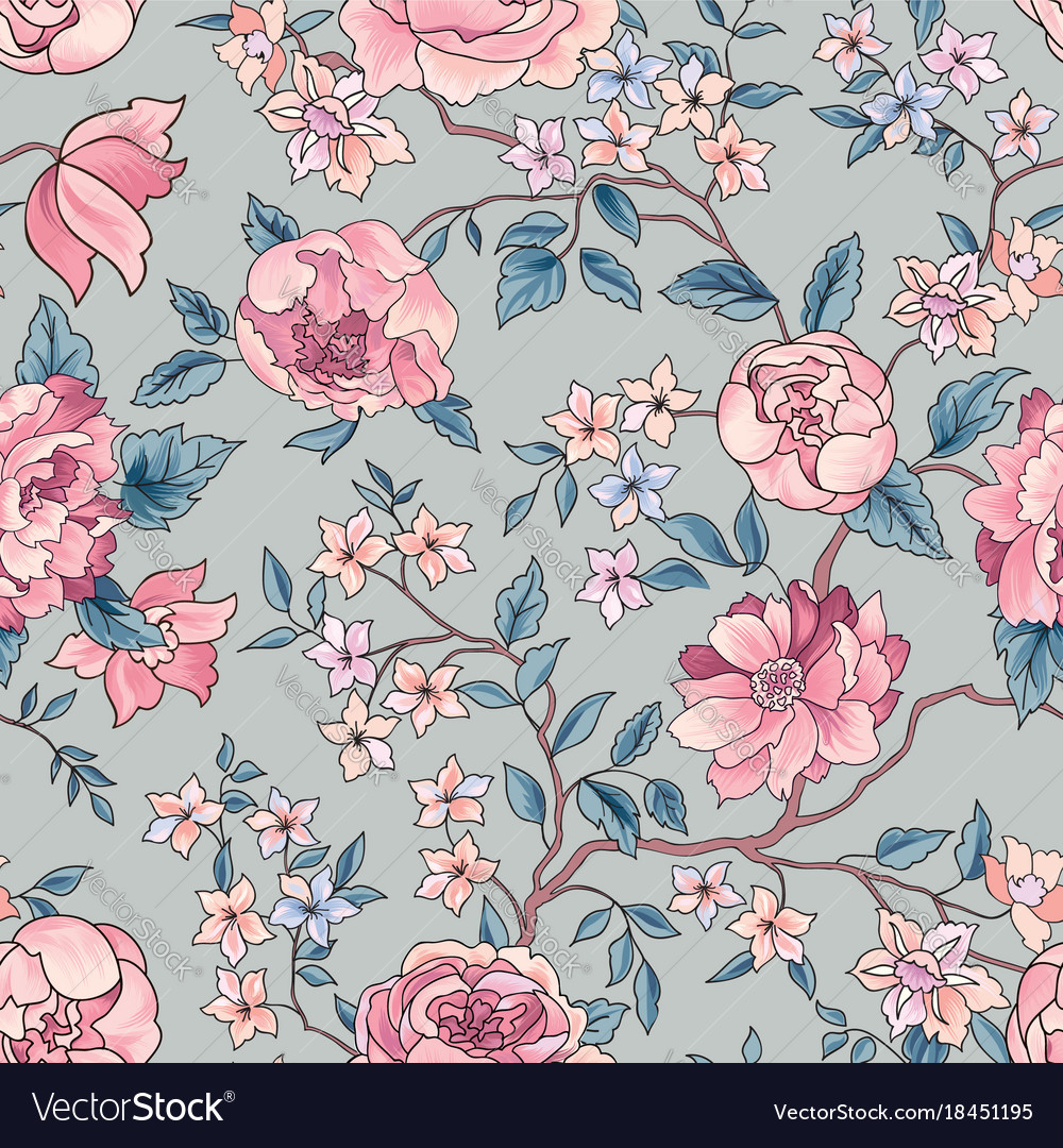 Floral seamless pattern flower background Vector Image