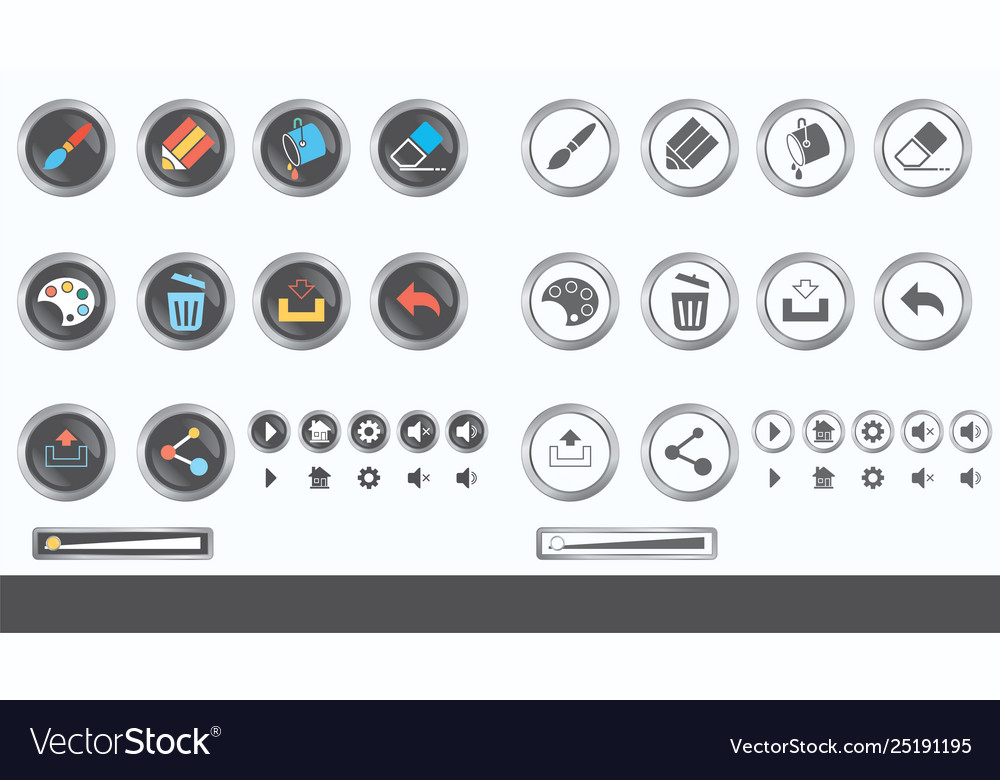 Game Ui Set Buttons For Mobile Royalty Free Vector Image