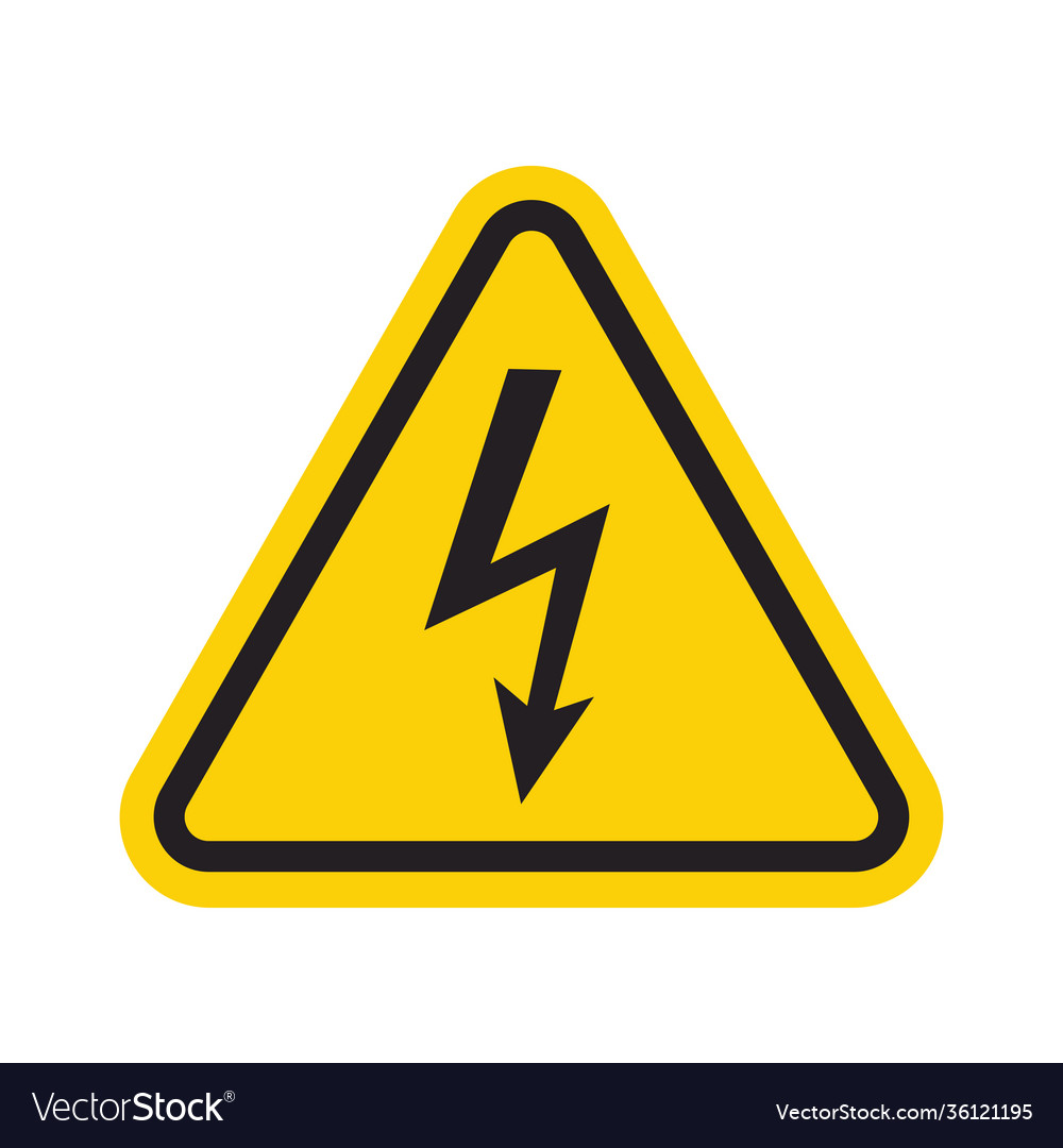 High voltage sign in yellow triangle symbol