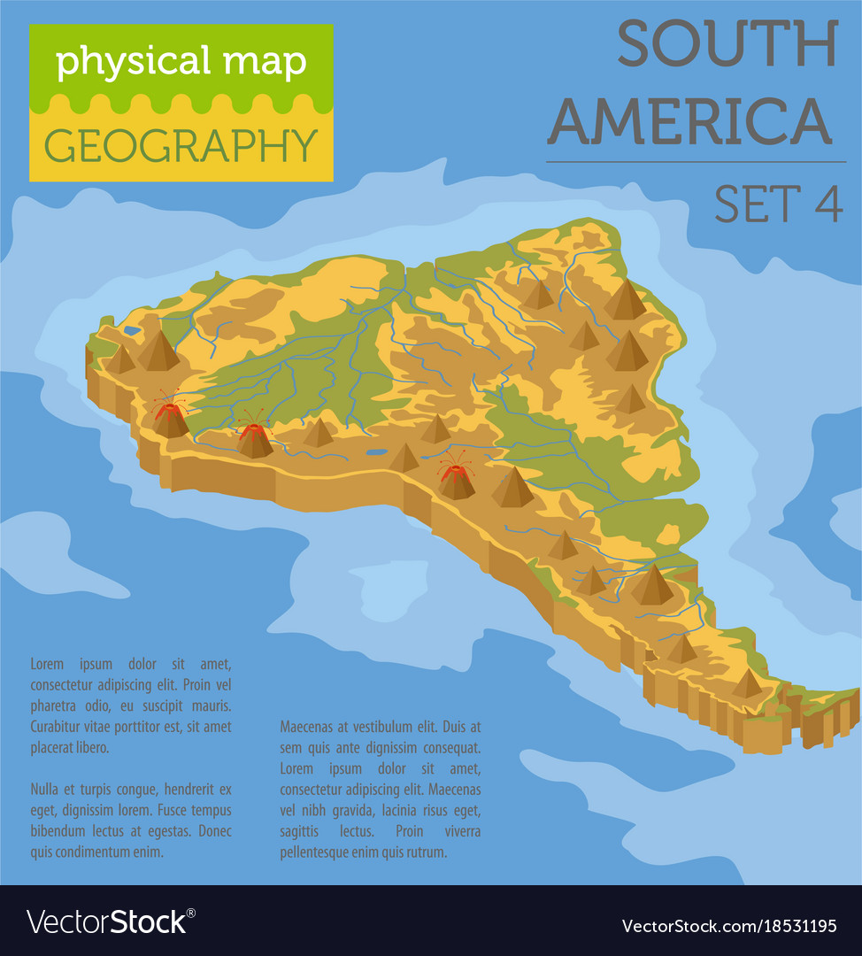 Isometric 3d South America Physical Map Elements Vector Image   Isometric 3d South America Physical Map Elements Vector 18531195 