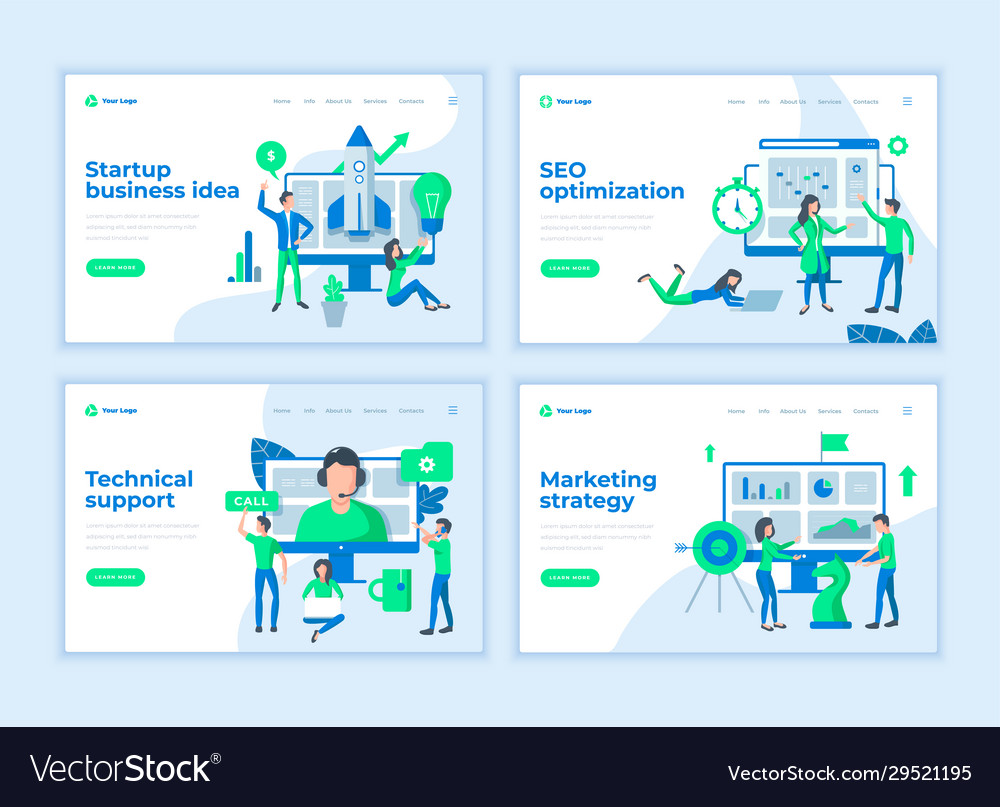 Landing Page Templates Concept With Cartoon Office