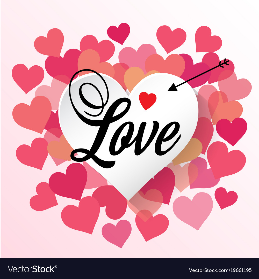 Love white heart arrow with mani pink black Vector Image