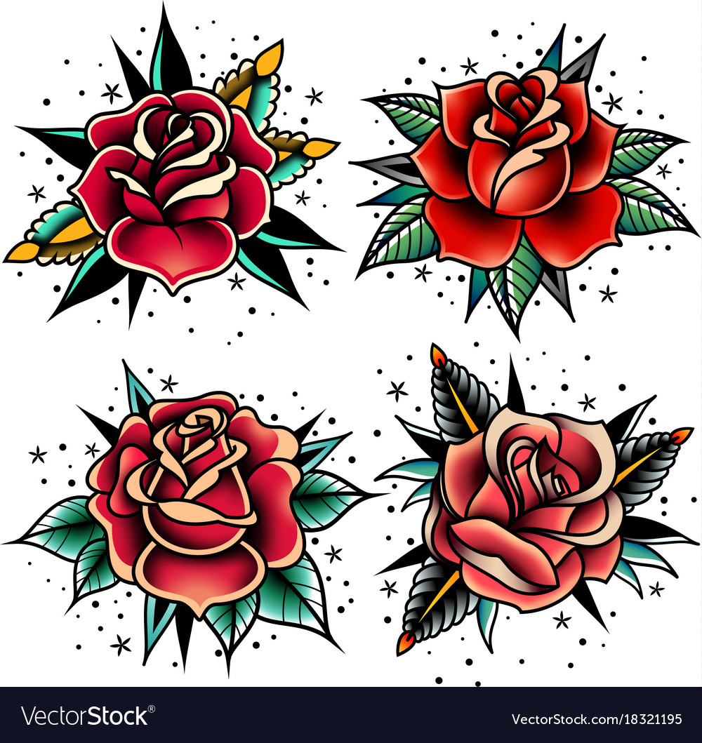 old school tattoo set Stock Vector | Adobe Stock