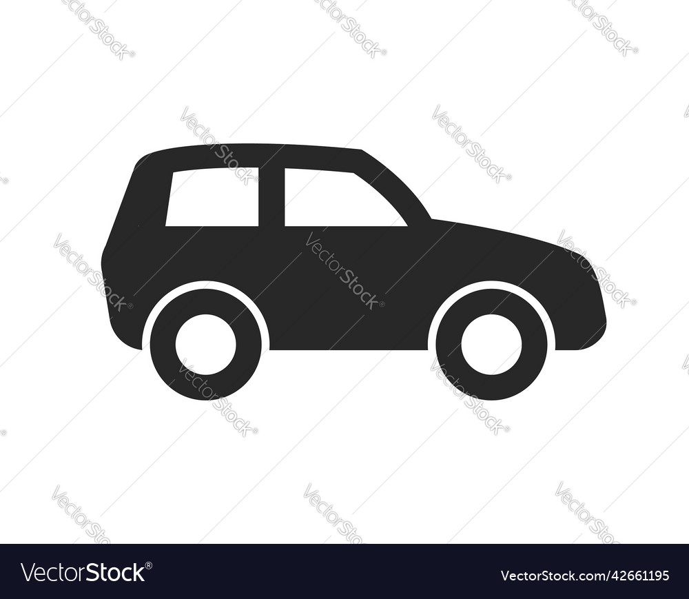 Simple hatchback car silhouette icon Royalty Free Vector