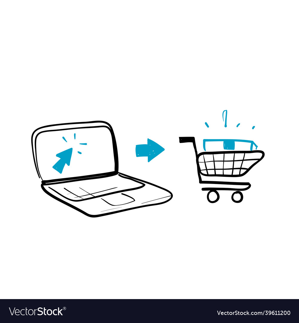 Hand drawn doodle click and collect order Vector Image