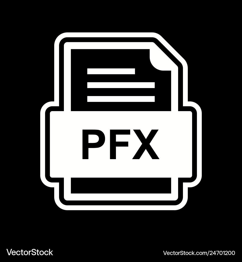 Pfx file document icon Royalty Free Vector Image