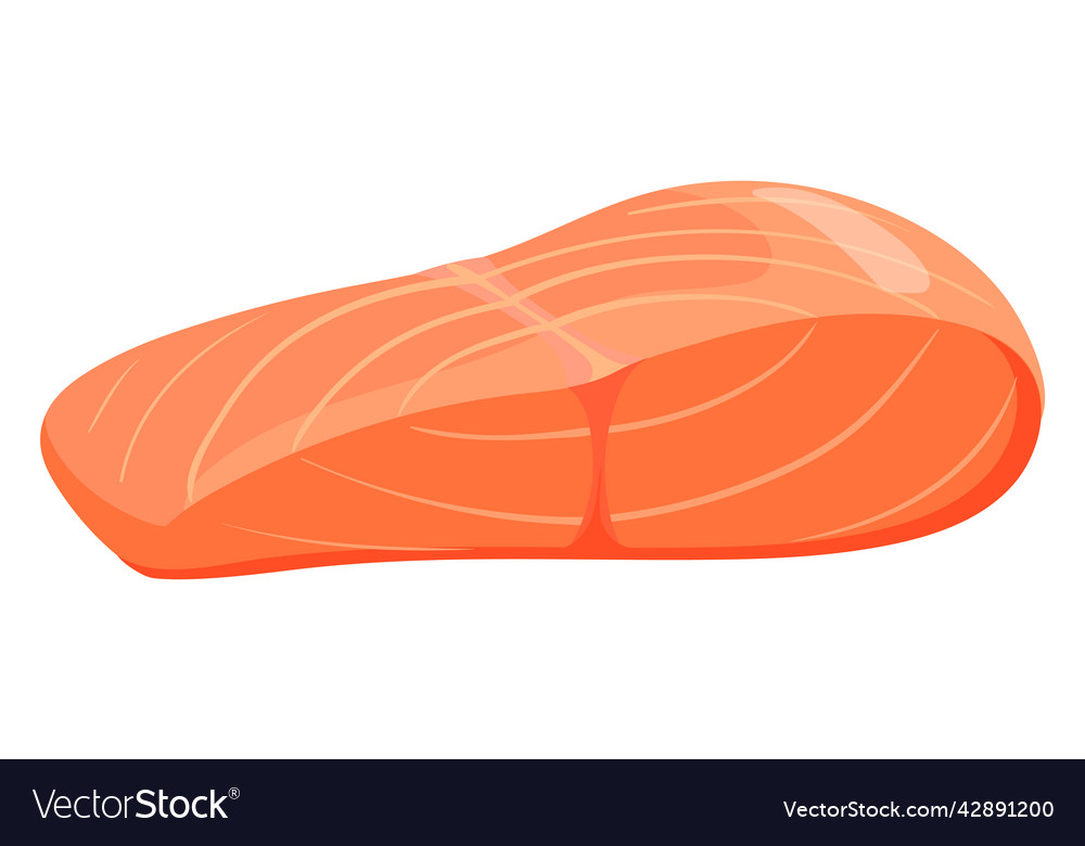 Raw fish piece icon cartoon salmon slice Vector Image