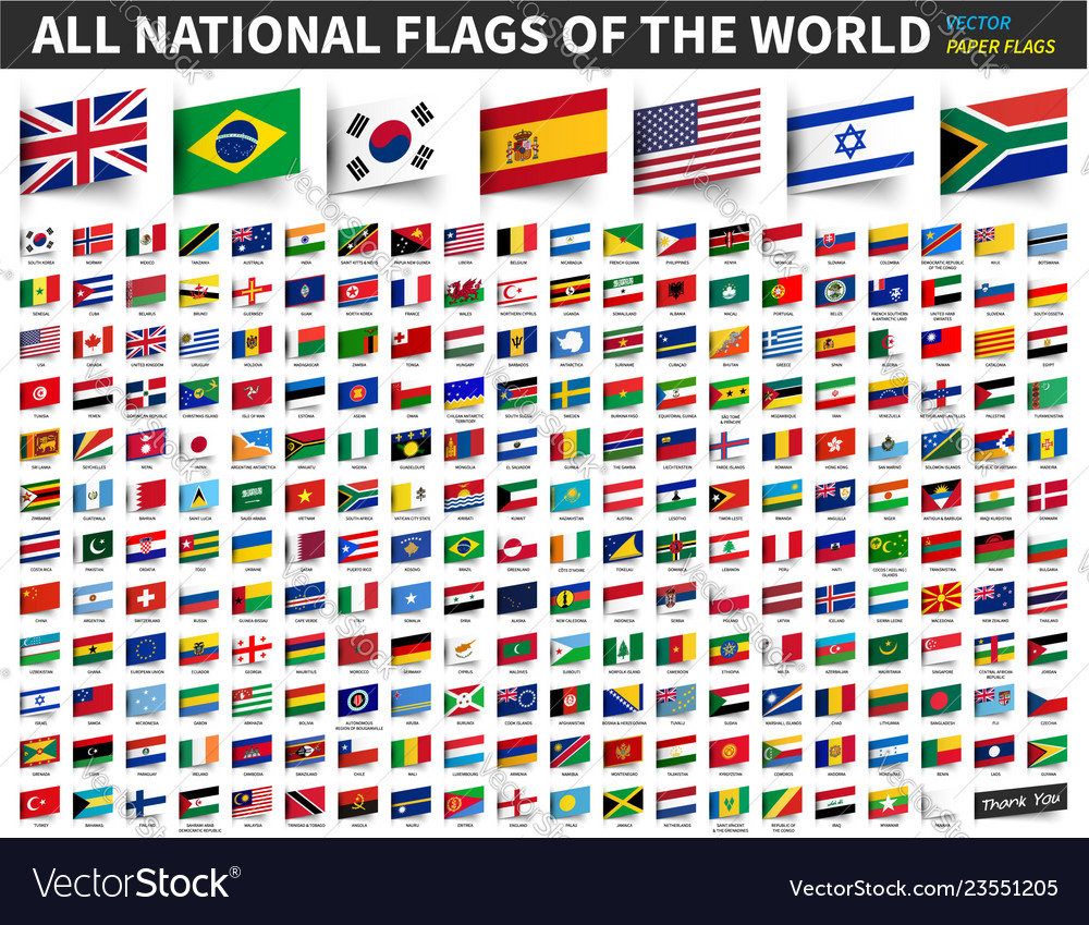 All national flags of the world inserted paper Vector Image