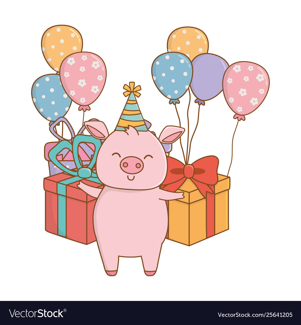 Animal Cartoon With Happy Birthday Icon Design Vector Image