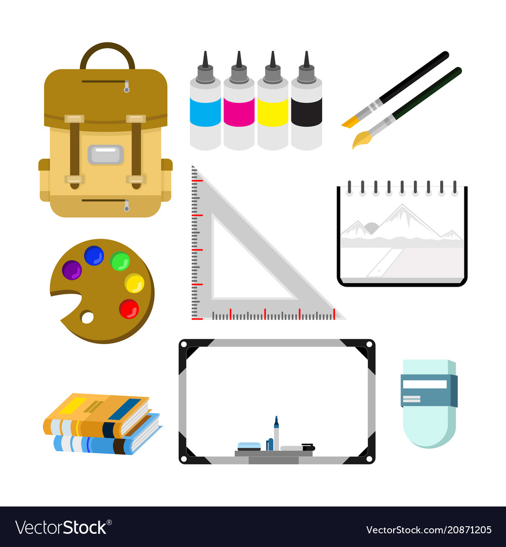 Back to school student stuff set Royalty Free Vector Image