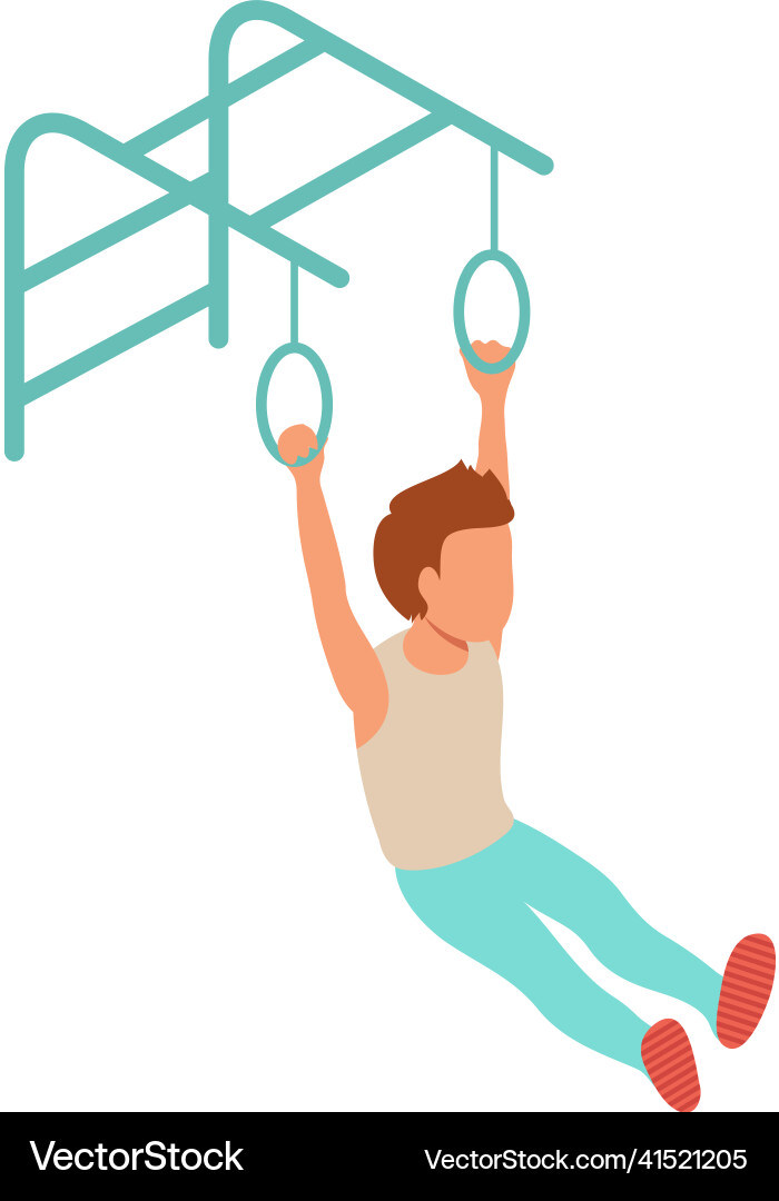 Boy hangs rings composition Royalty Free Vector Image