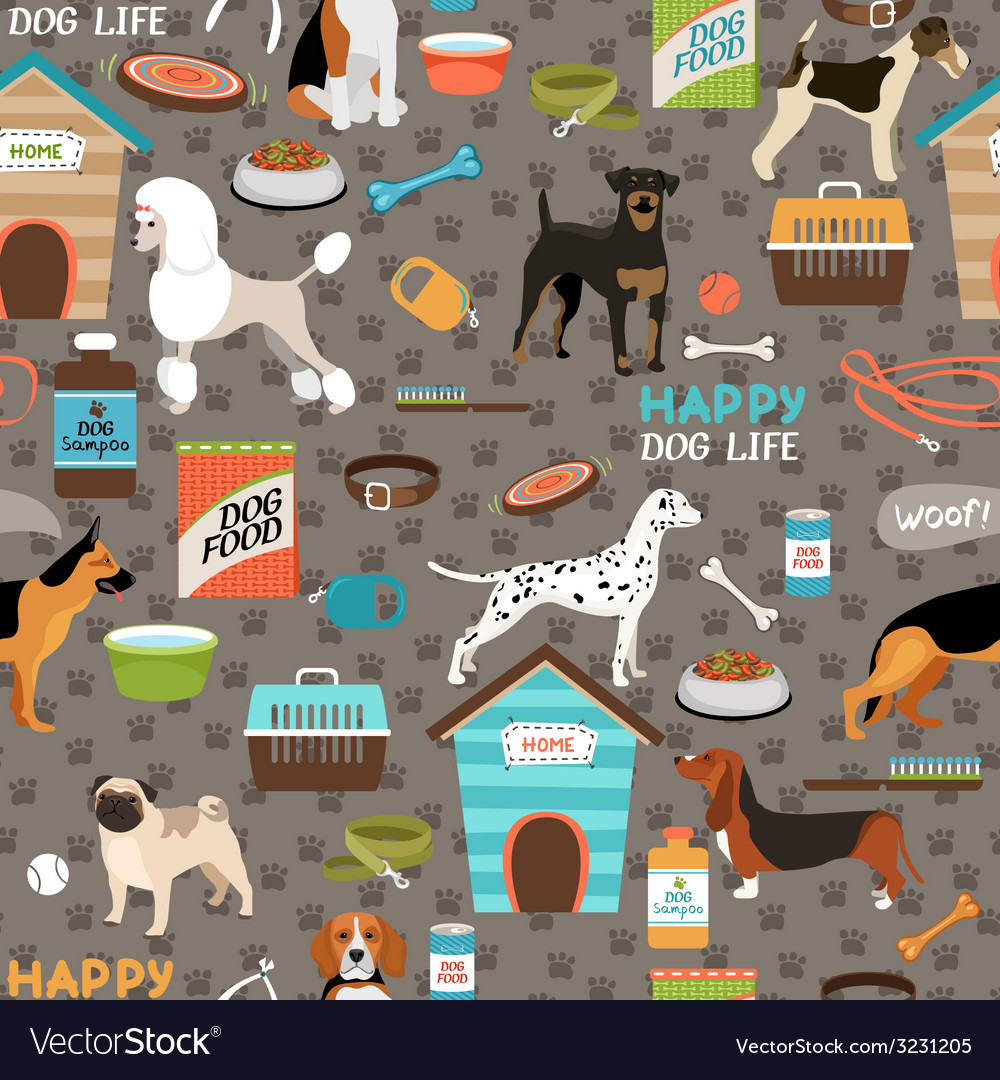 Dogs seamless background pattern Royalty Free Vector Image