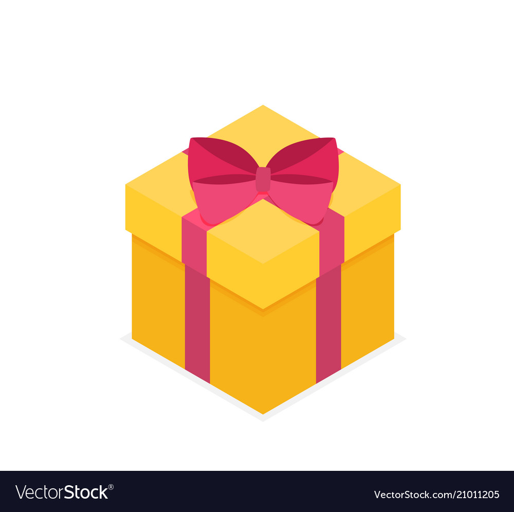 Download Flat isometric gift box icon with bow gift Vector Image