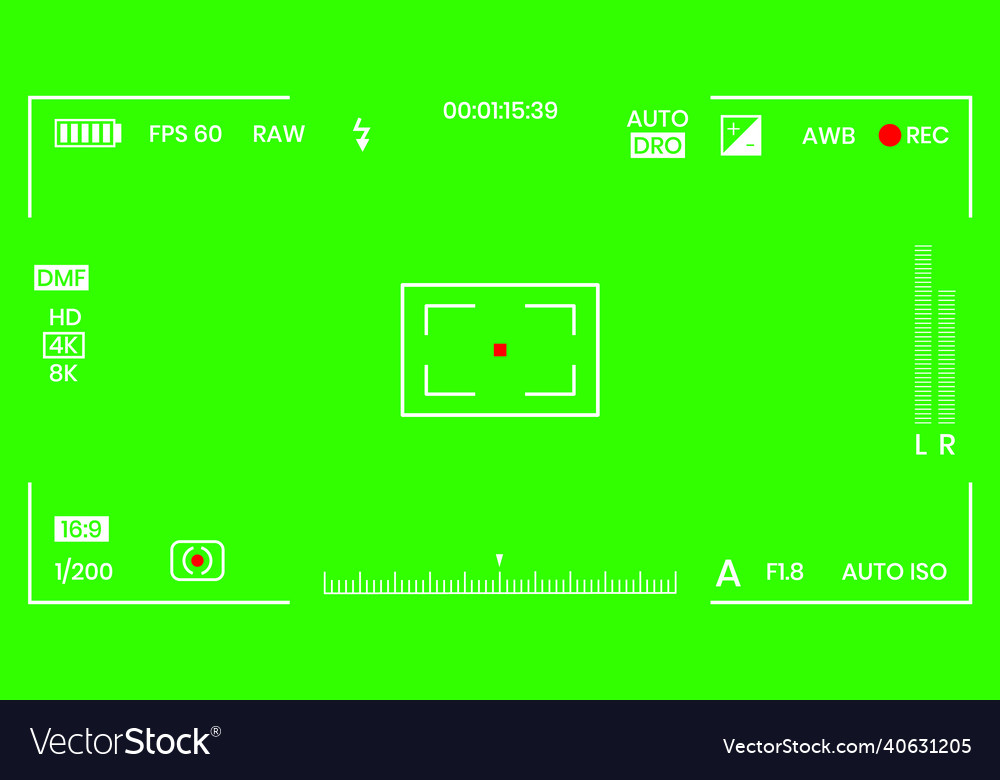 Green colored chroma key camera rec frame Vector Image