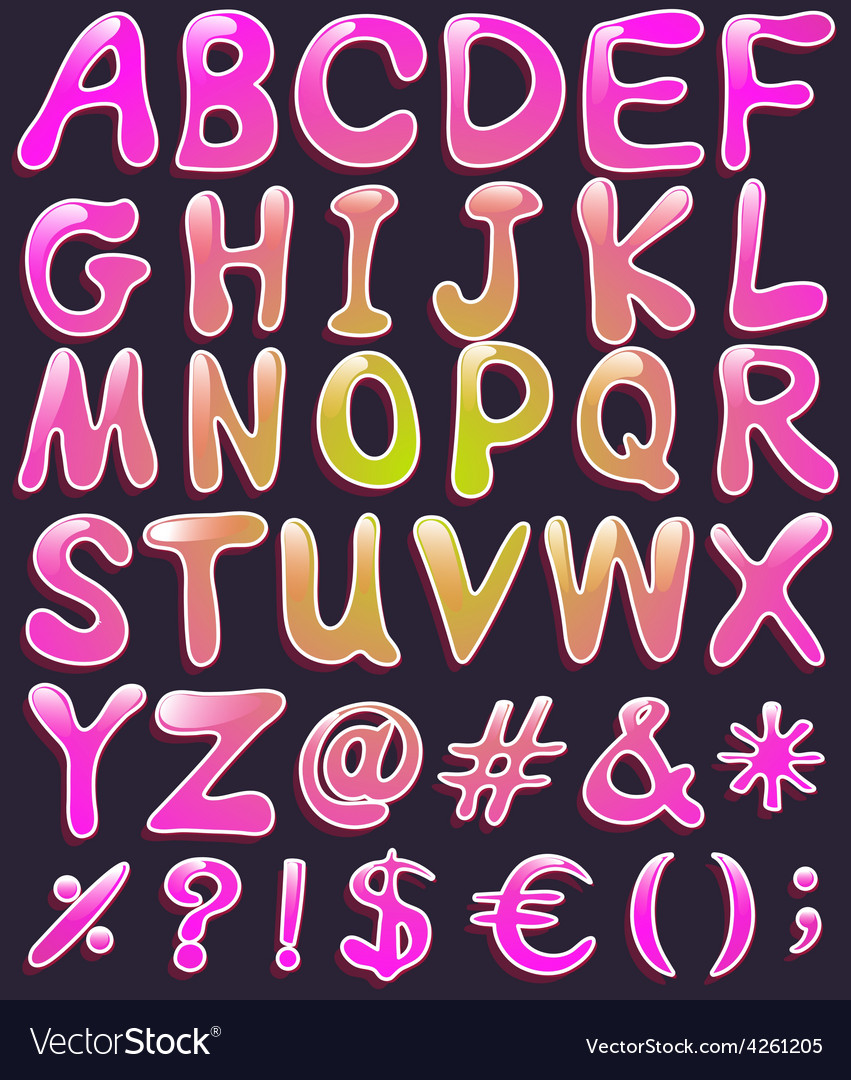 Letters Of The Alphabet In Pink Color Royalty Free Vector