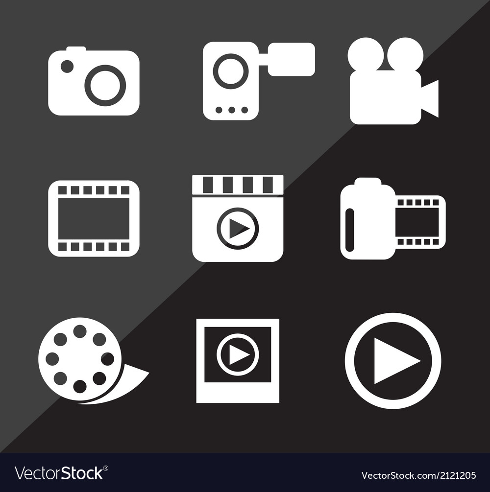 Video icons over black background Royalty Free Vector Image