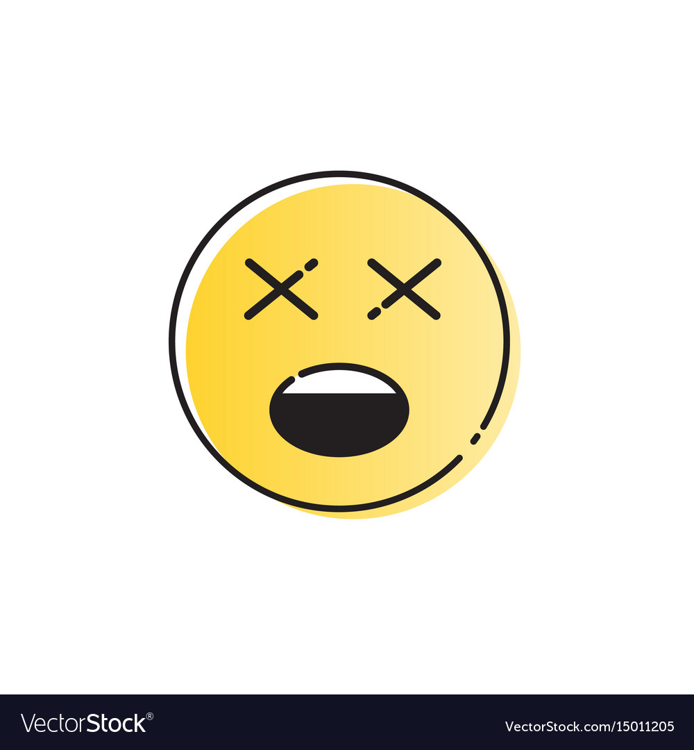 Yellow cartoon face shocked people emotion icon Vector Image