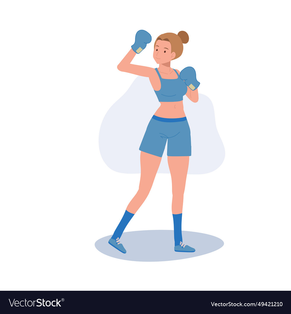 Active Sports Woman Boxing With Confidence Vector Image