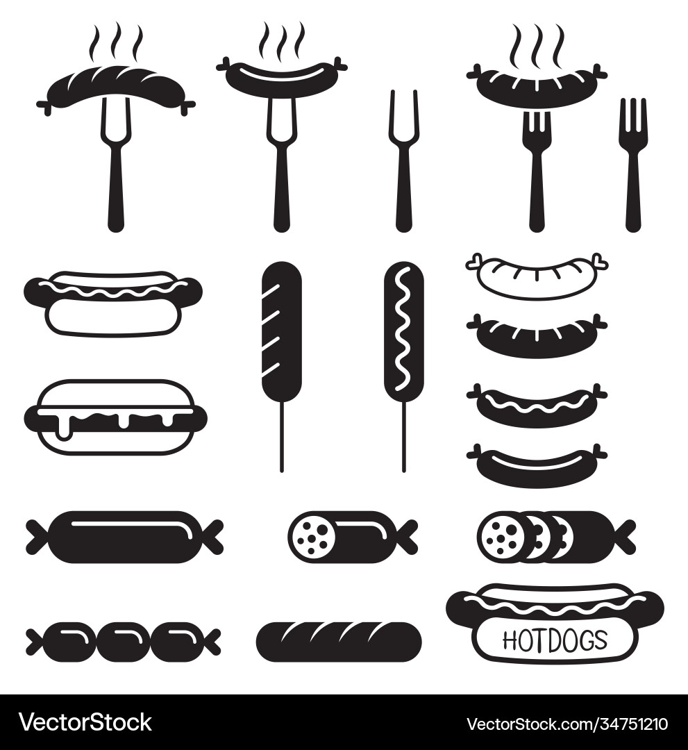 Hotdogs icons set Royalty Free Vector Image - VectorStock