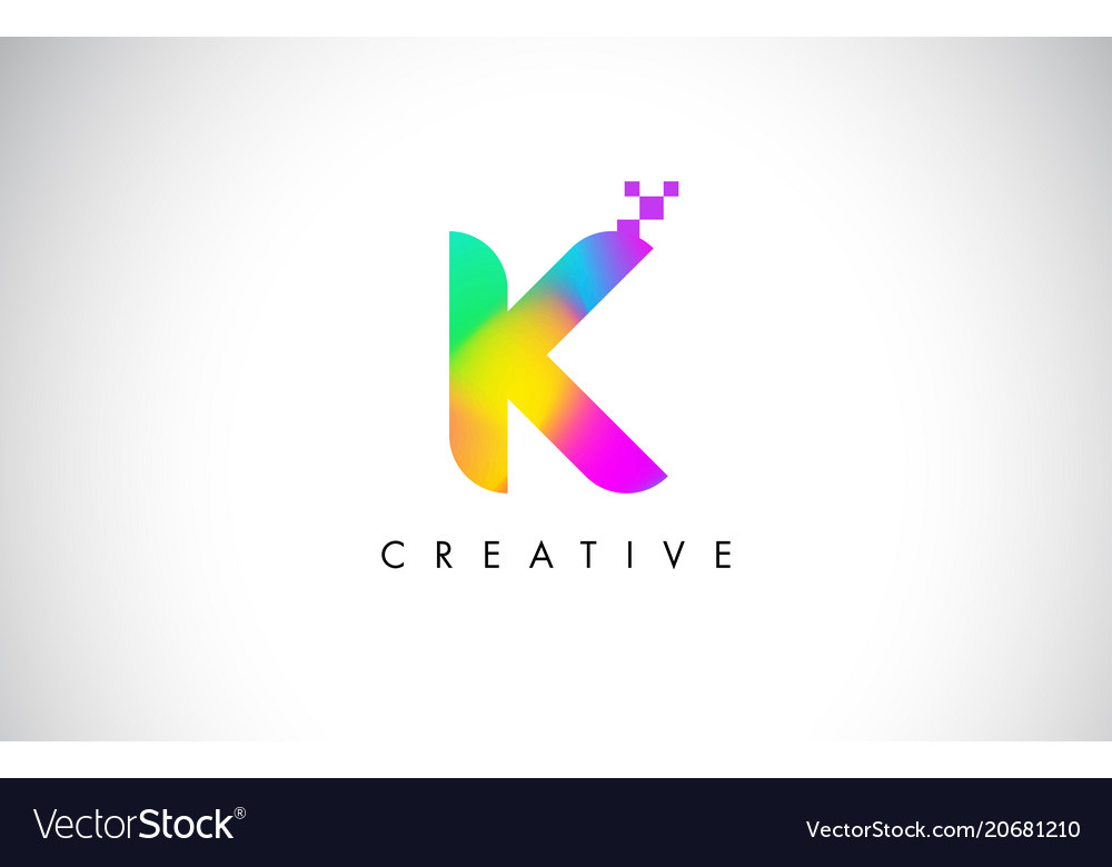 K colorful logo letter design creative rainbow Vector Image