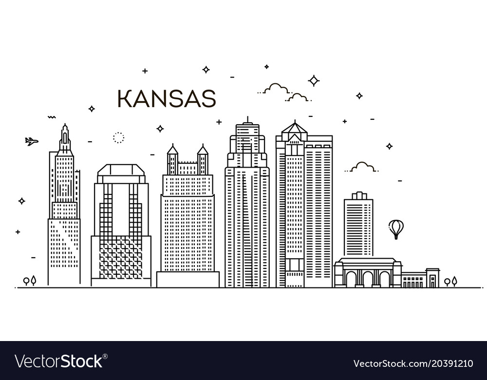 Minimal kansas linear city skyline Royalty Free Vector Image