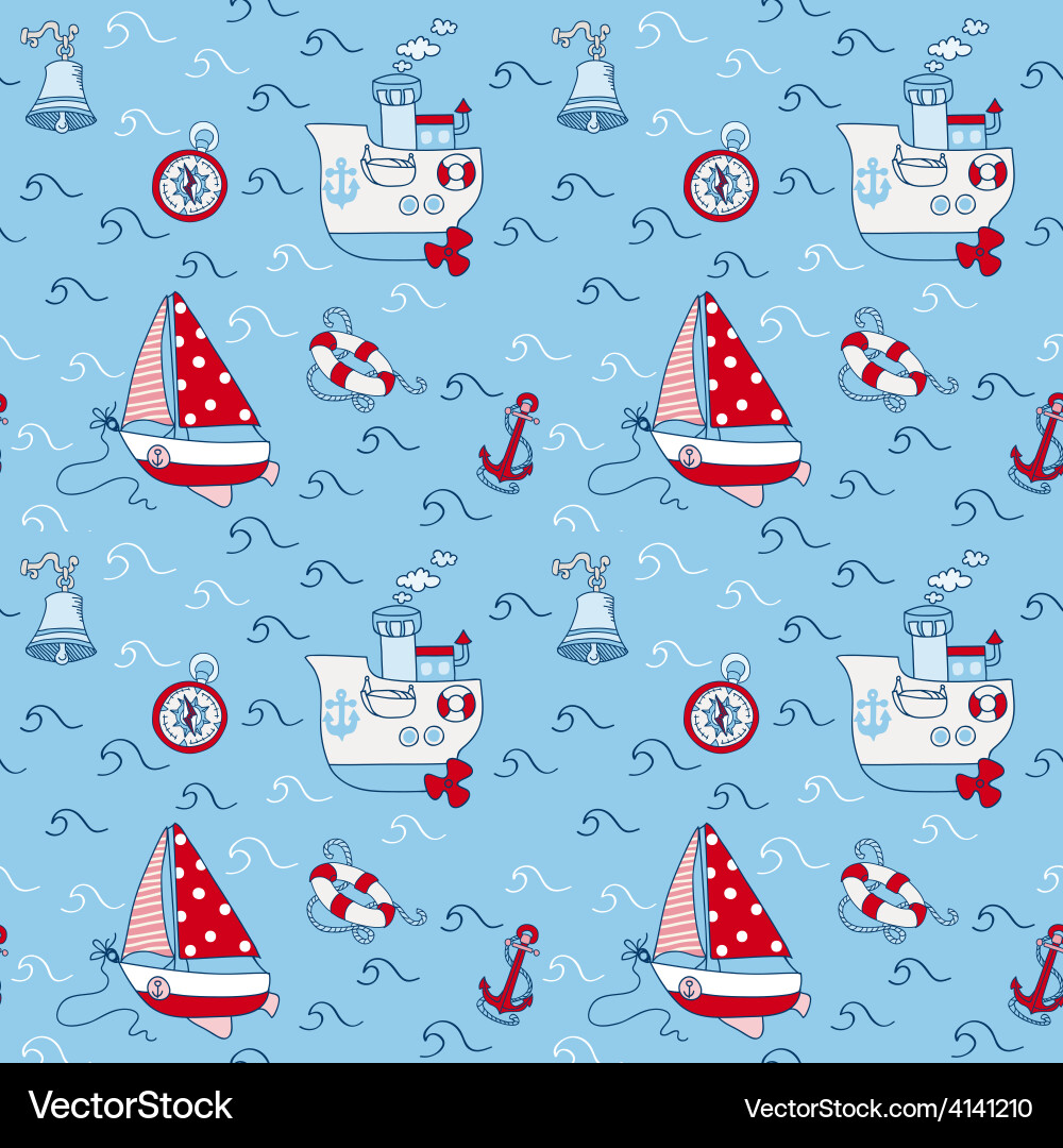 Nautical sea seamless pattern Royalty Free Vector Image