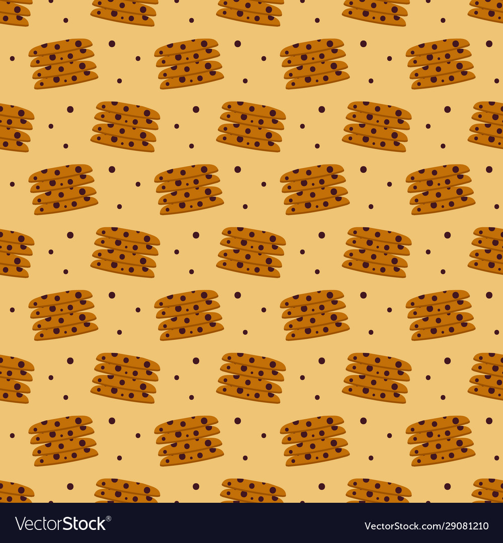 Pile chocolate cookies seamless pattern Royalty Free Vector