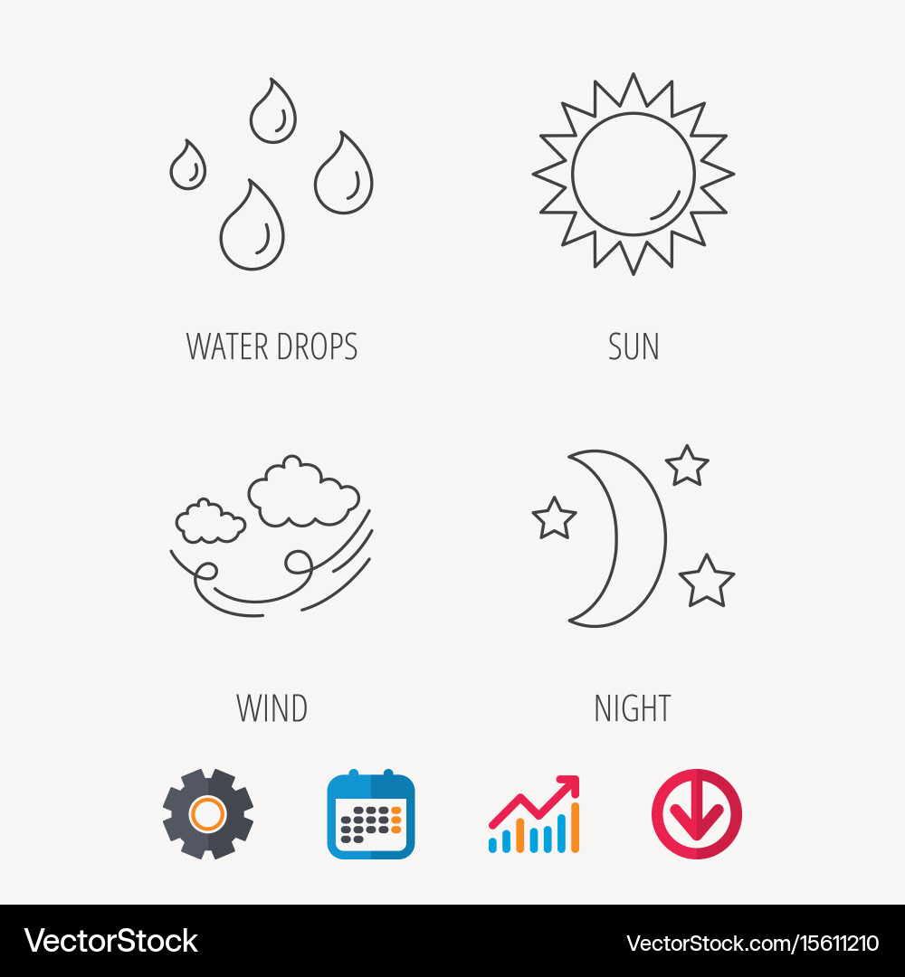 Weather sun and wind icons Royalty Free Vector Image
