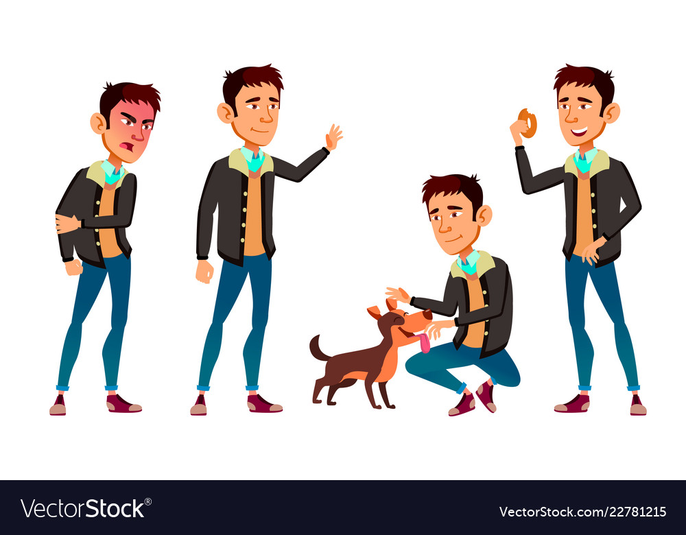 Premium Vector  Cute happy young teen boys posing in blue