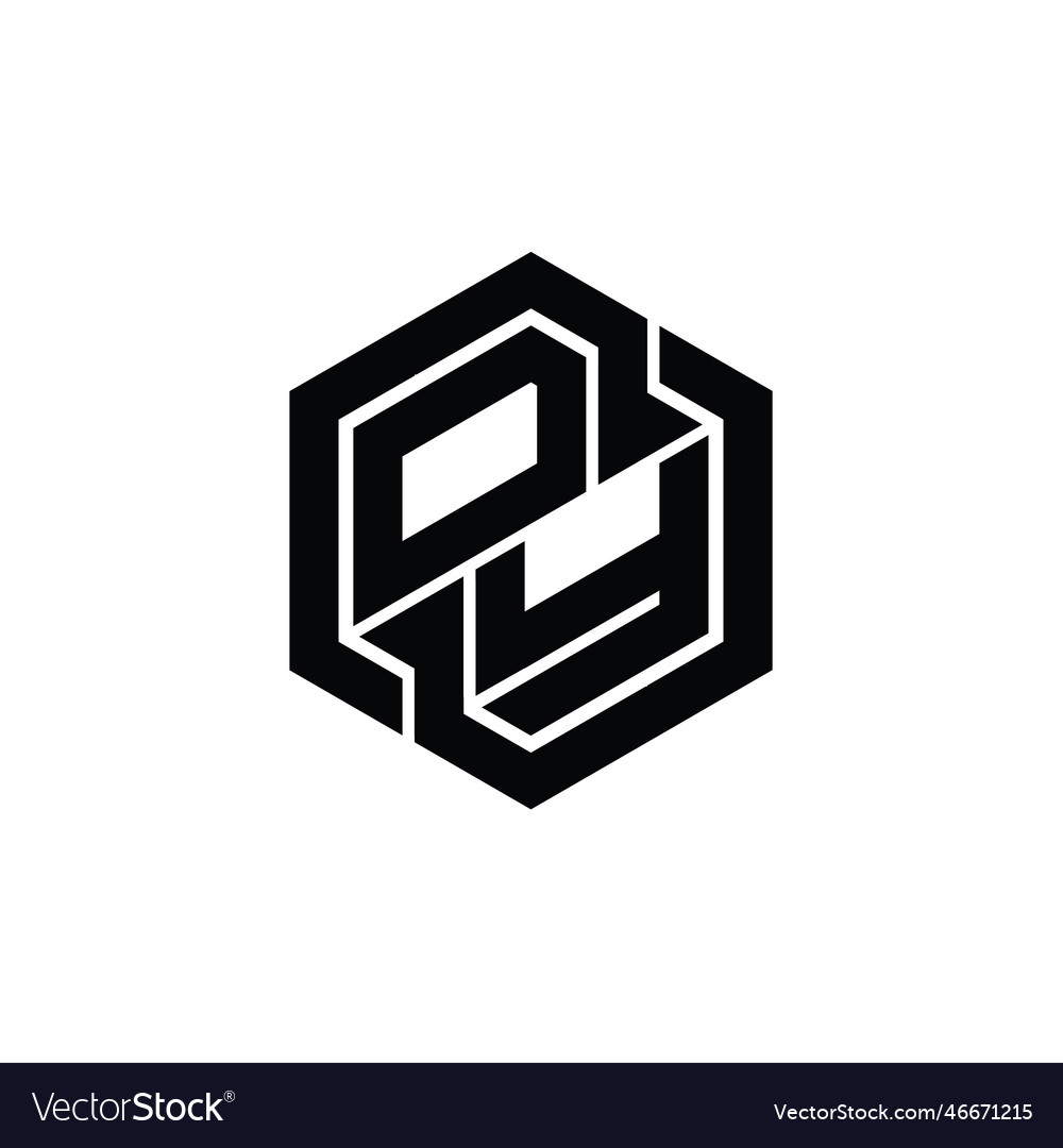 Oy logo monogram gaming hexagon geometric shape Vector Image