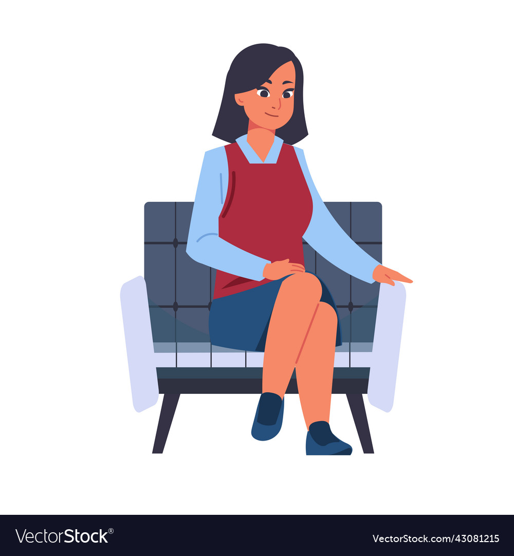 Woman sitting on armchair person soft seat Vector Image