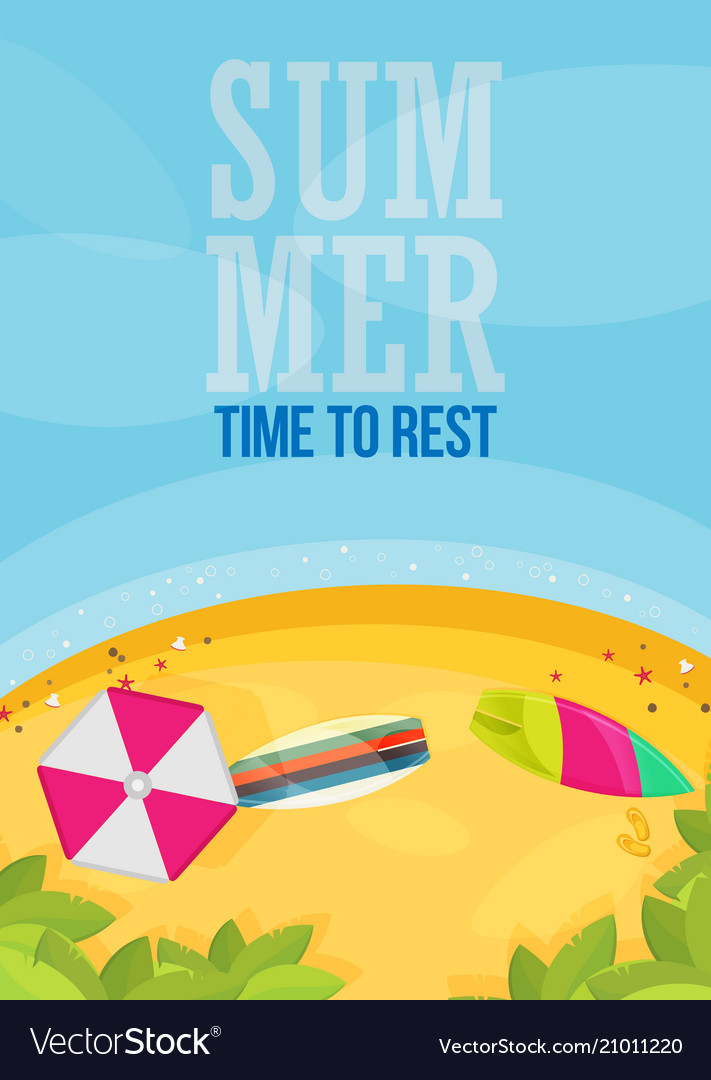 Beach flat design background Royalty Free Vector Image