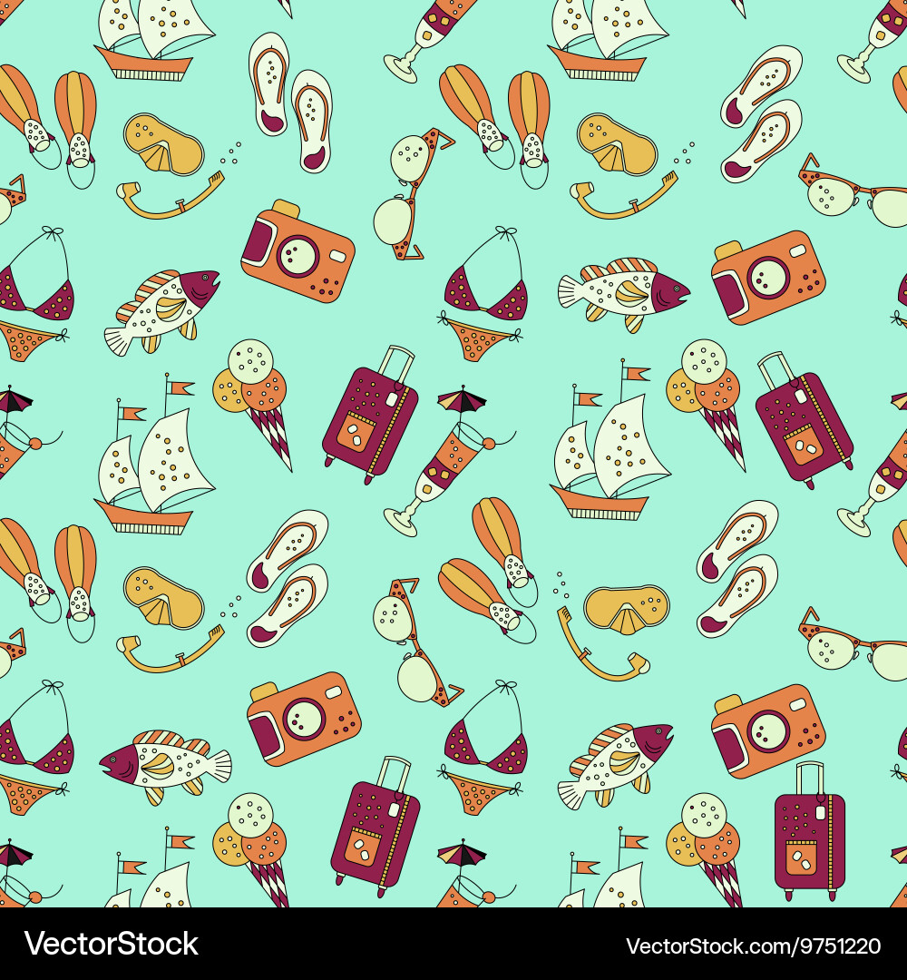 Beach holiday seamless pattern Royalty Free Vector Image