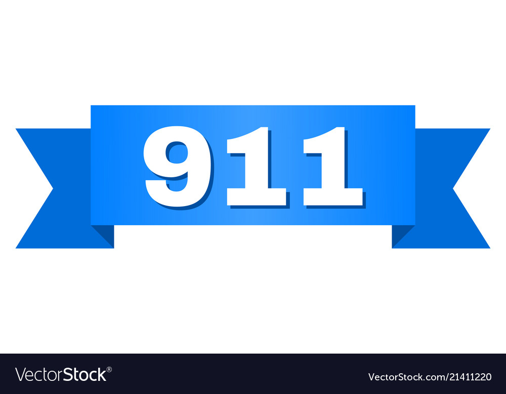 Blue ribbon with 911 text Royalty Free Vector Image