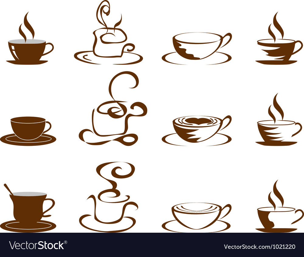 Coffee cups icon set Royalty Free Vector Image