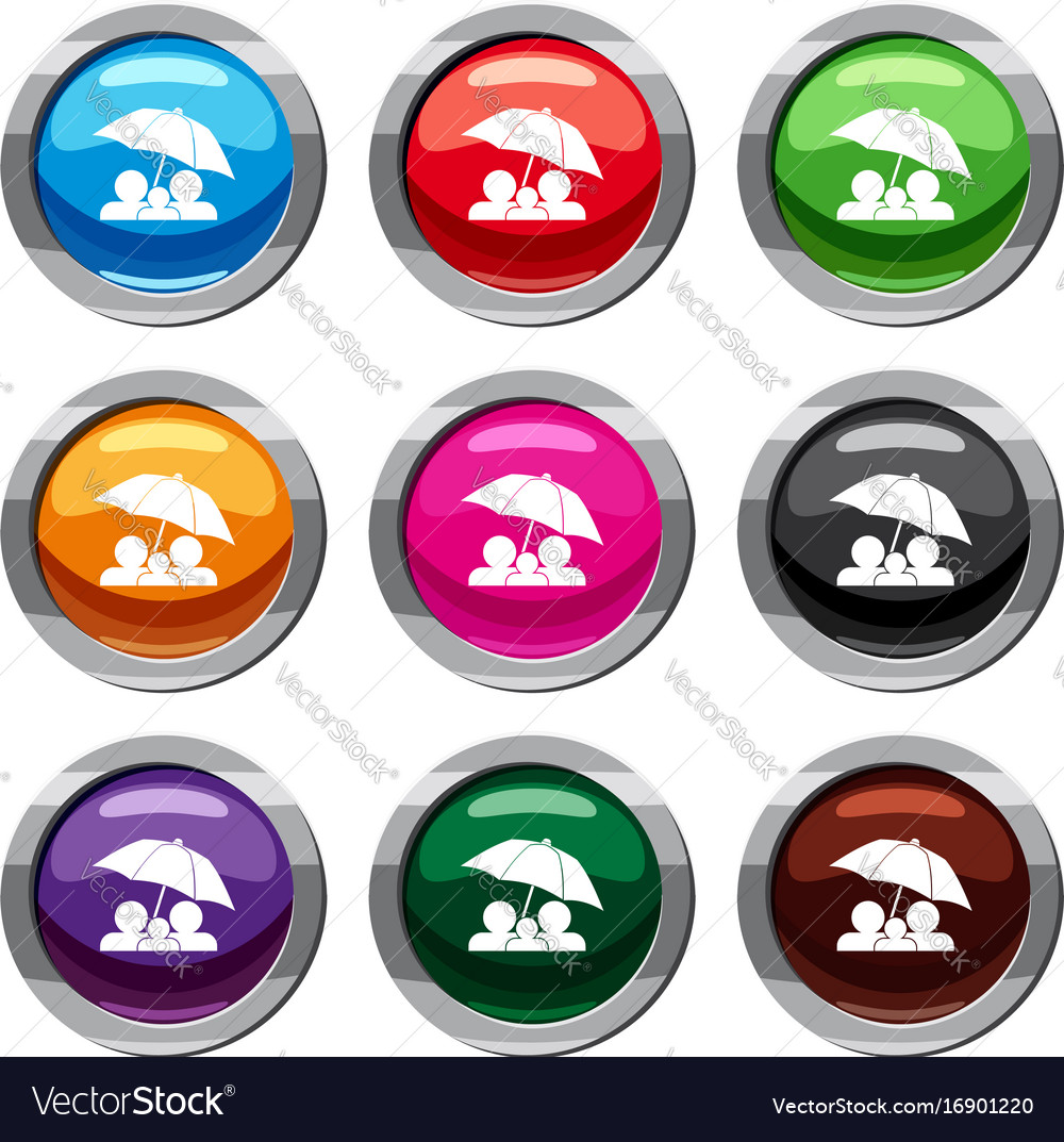 Family Under Umbrella Set 9 Collection Royalty Free Vector