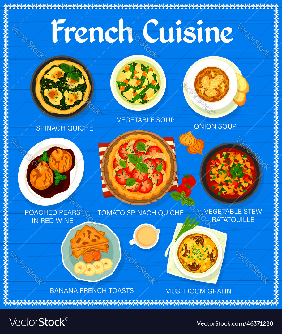 French food restaurant menu page template Vector Image