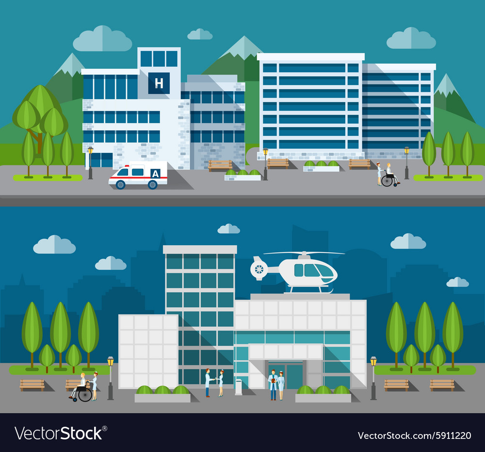 Hospital Flat Banner Set Royalty Free Vector Image