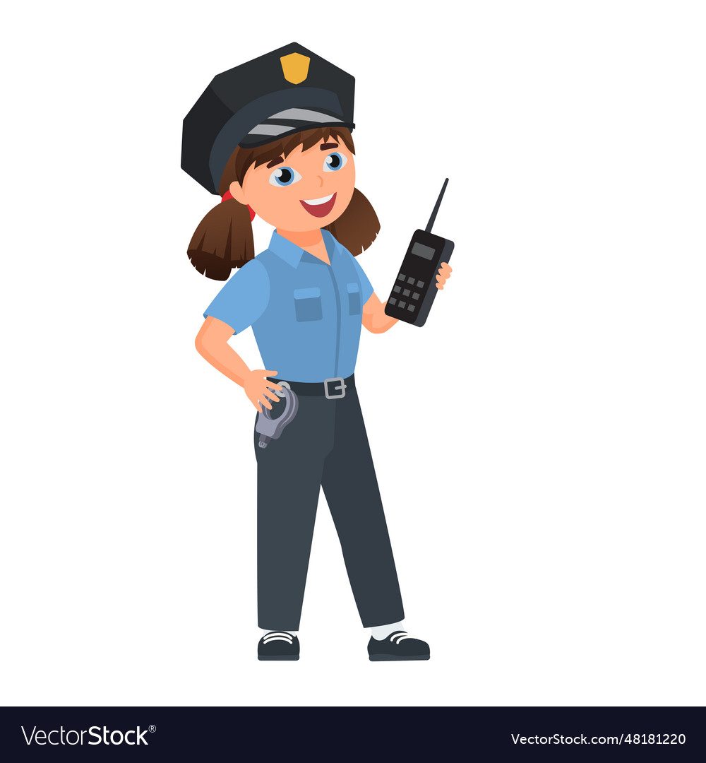 Little girl policeman Royalty Free Vector Image