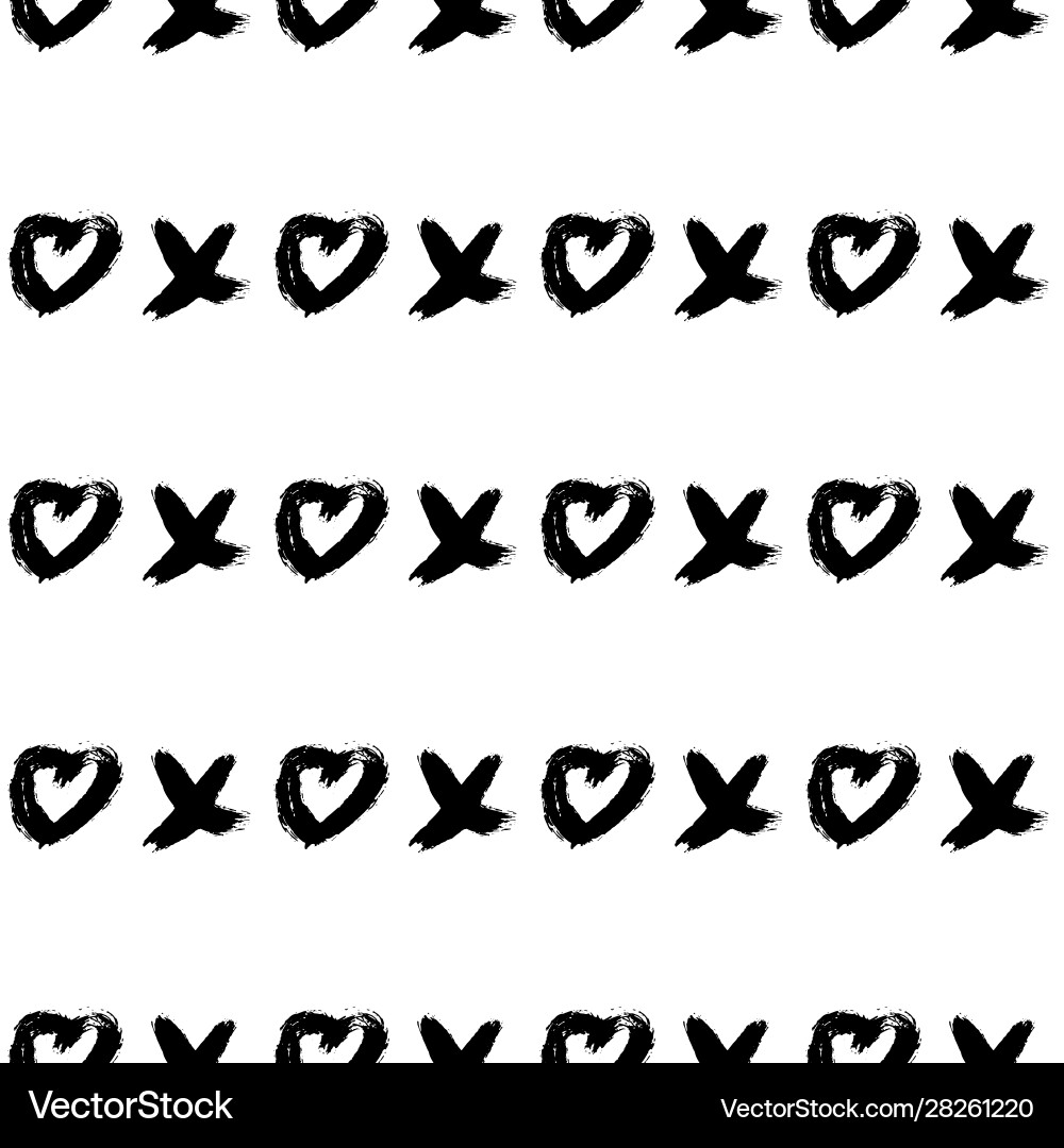 Seamless pattern xoxo with hearts on white Vector Image