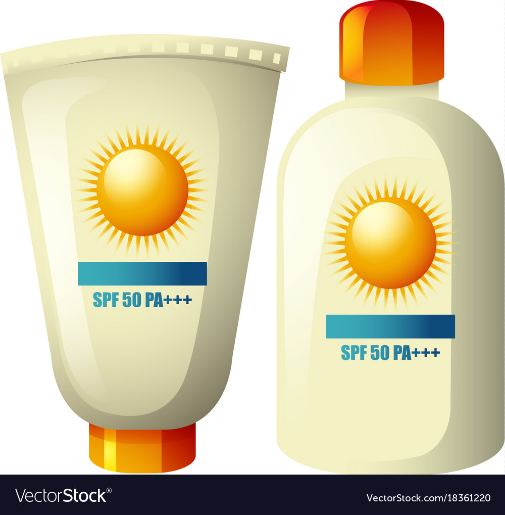 Suntan lotion in two different packaging Vector Image