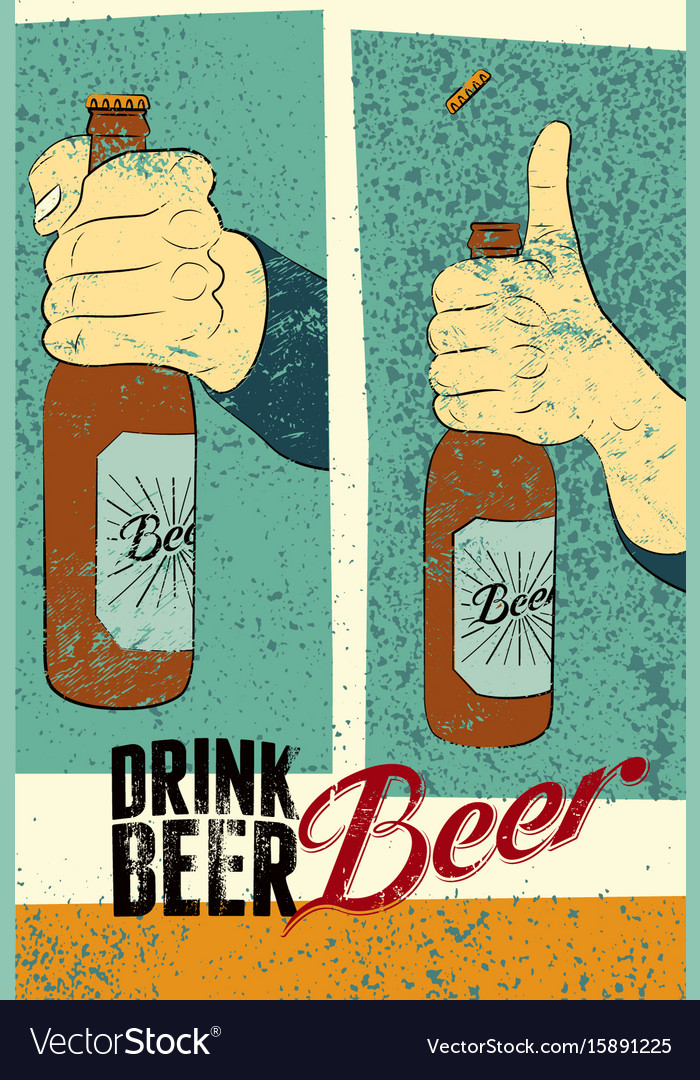 Beer Typography Vintage Grunge Poster Royalty Free Vector 0604