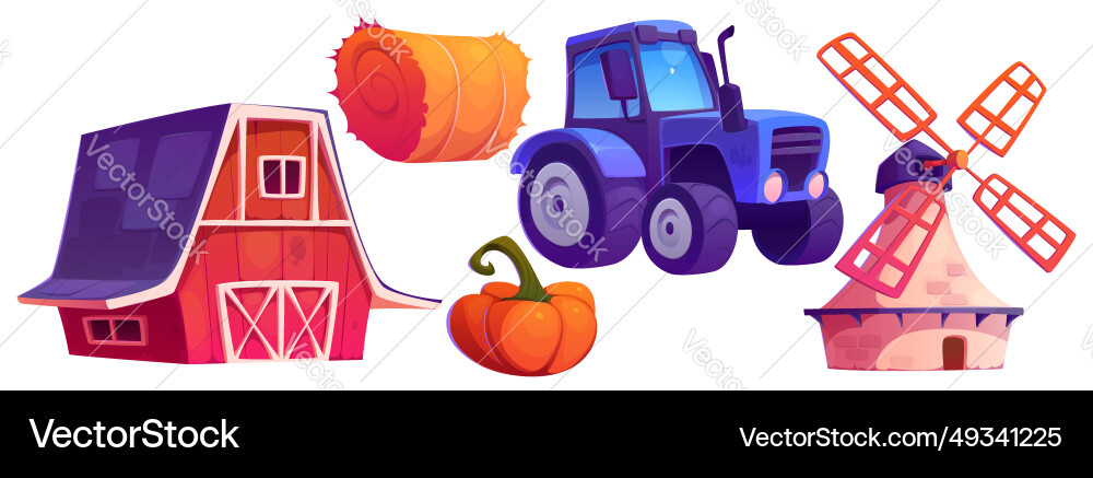 Farm game elements set Royalty Free Vector Image