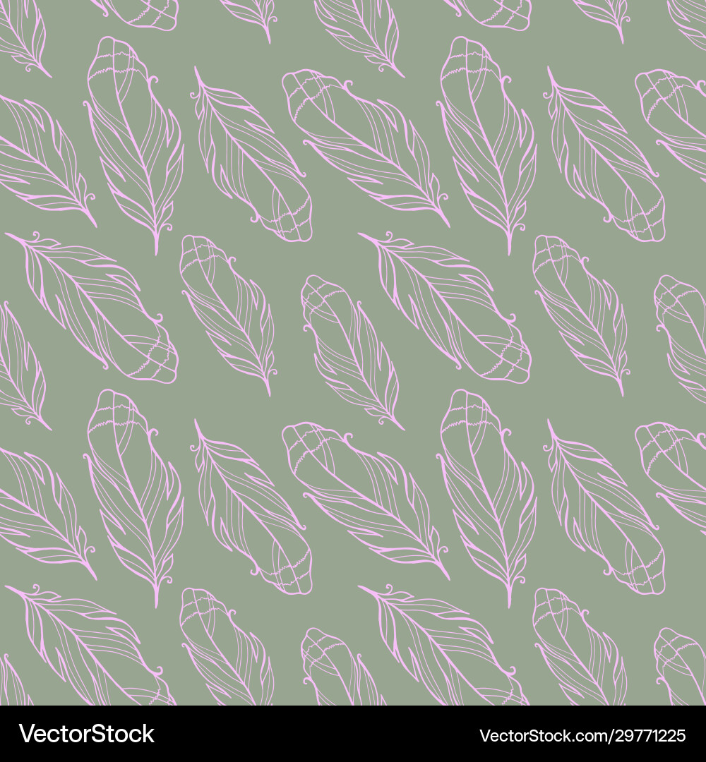 Feathers seamless background tiny hand Royalty Free Vector