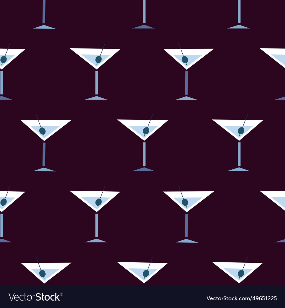 Martini cocktail glass with olives seamless Vector Image