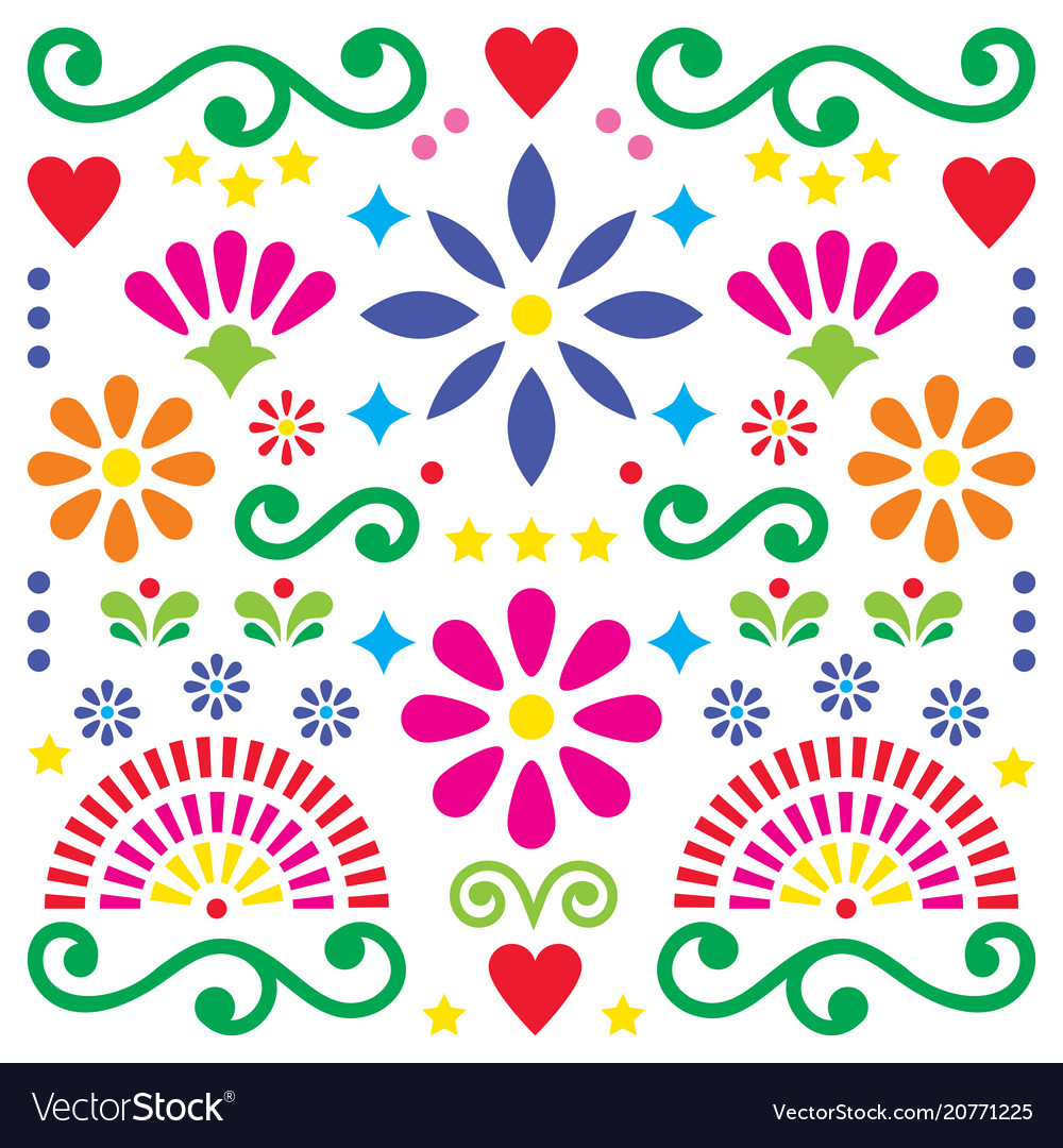 Mexican folk art pattern colorful design Vector Image