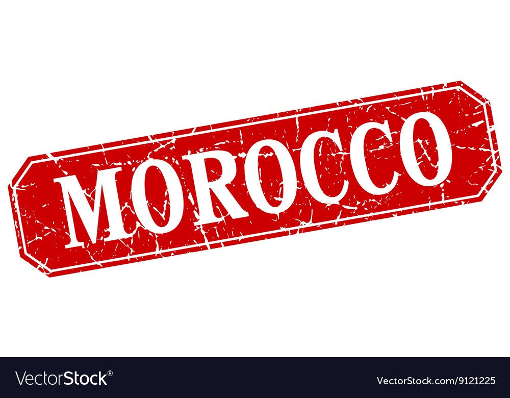 Morocco red square grunge retro style sign Vector Image