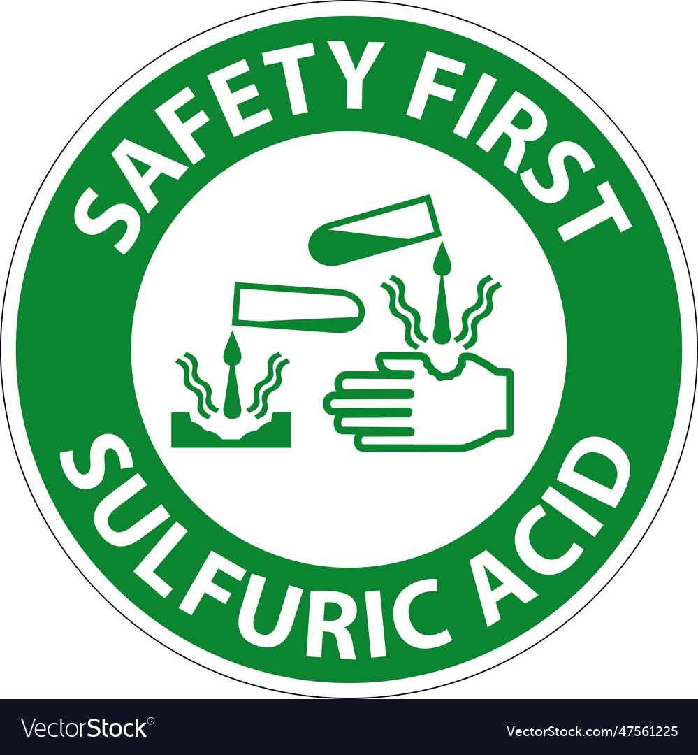 Safety first sulfuric acid sign on white Vector Image